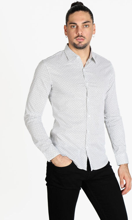 Lurvy Camicia classica da uomo in cotone a fantasia Camicie Classiche uomo Bianco taglia L