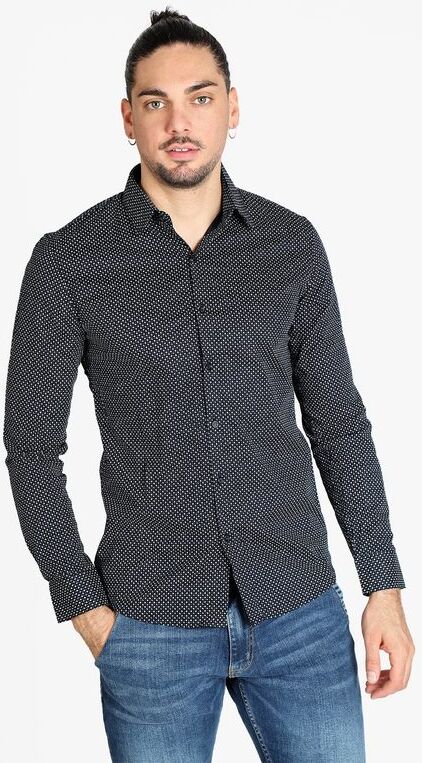 Lurvy Camicia classica da uomo in cotone a fantasia Camicie Classiche uomo Blu taglia L