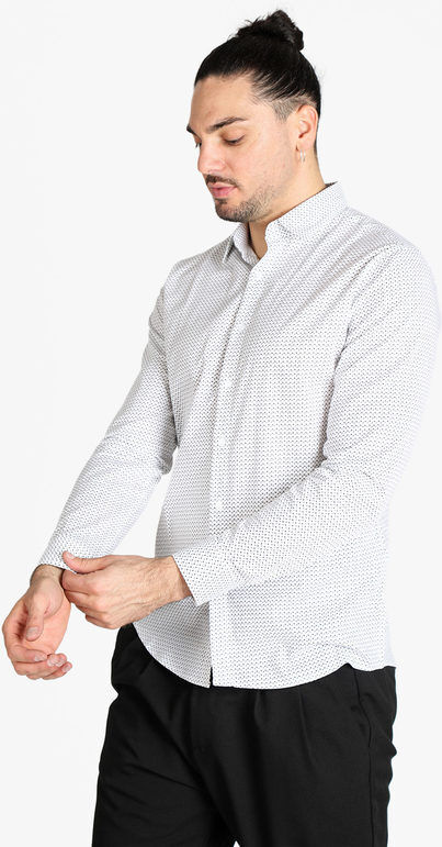 Lurvy Camicia classica da uomo in cotone a fantasia Camicie Classiche uomo Bianco taglia M