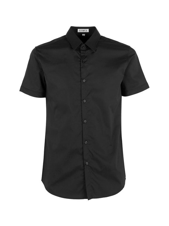 Lurvy Camicia da uomo a maniche corte Camicie uomo Nero taglia XL