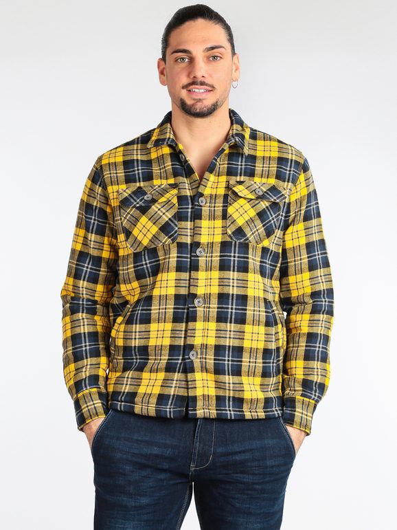 Guy Camicia da uomo a quadri imbottita Camicie Classiche uomo Giallo taglia XL