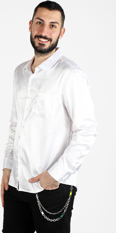 X-Feel Camicia da uomo effetto seta Camicie Classiche uomo Bianco taglia M