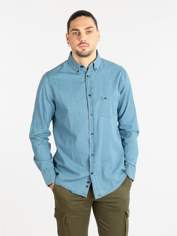 Be Board Camicia da uomo in jeans Camicie Classiche uomo Blu taglia XL