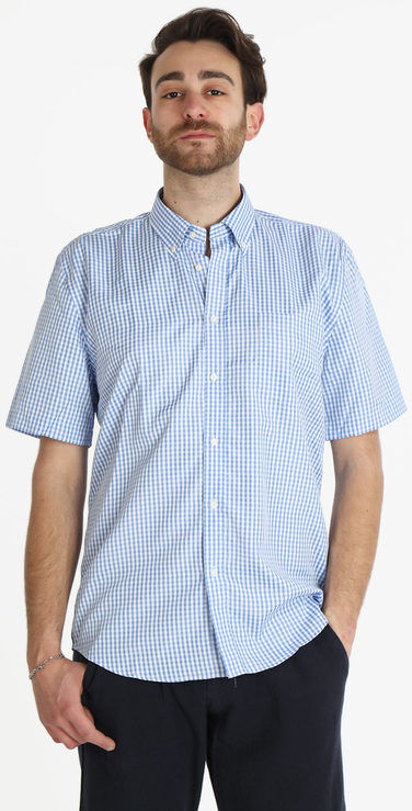 Sky Camicia da uomo manica corta a quadretti Camicie Classiche uomo Blu taglia XXL