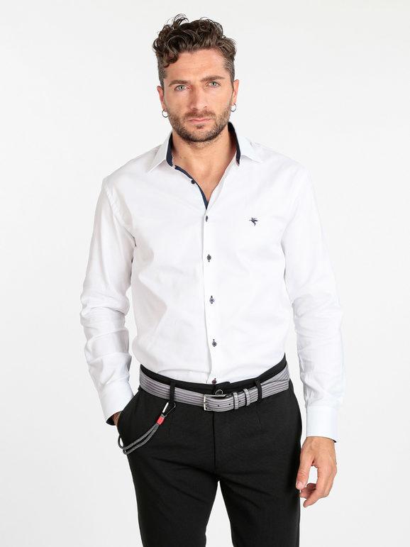 Fb Camicia da uomo manica lunga Camicie Classiche uomo Bianco taglia M