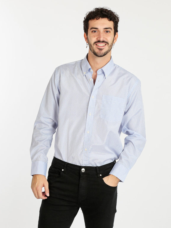 Sky Camicia da uomo regular fit a quadretti Camicie Classiche uomo Blu taglia L