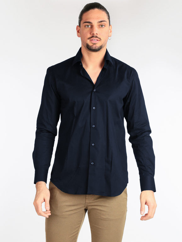 Edoardo Borghese Camicia da uomo regular fit Camicie Classiche uomo Blu taglia 43