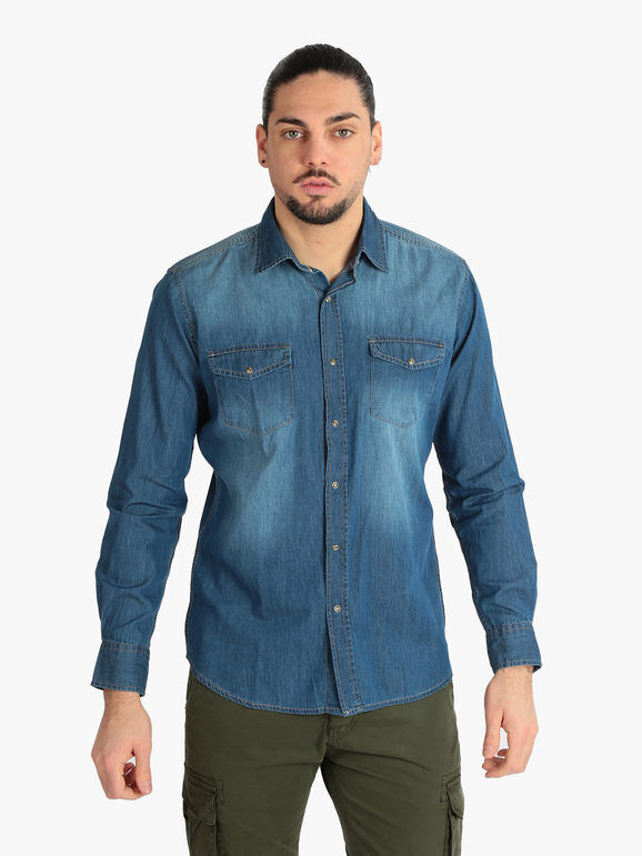 Guy Camicia di jeans da uomo Camicie uomo Jeans taglia XL