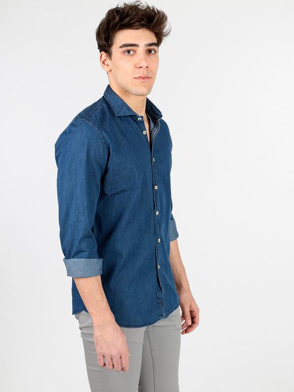 B-Style Camicia di jeans in cotone Camicie Classiche uomo Jeans taglia L