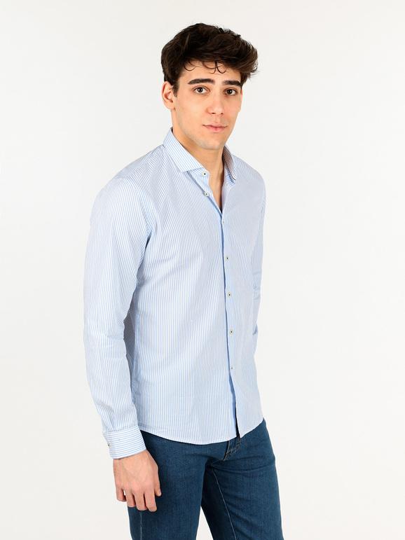 B-Style Camicia in cotone a righe azzurre Camicie Classiche uomo Blu taglia XL