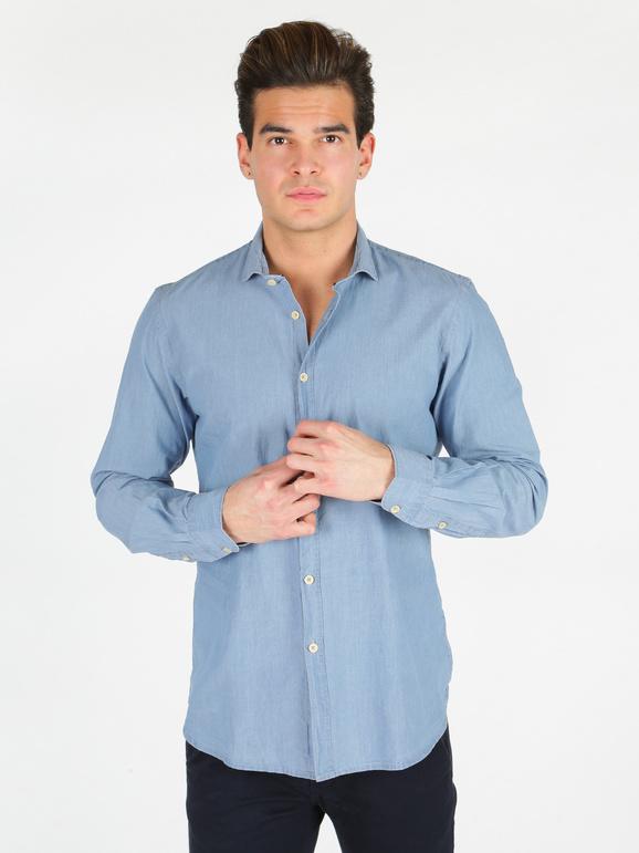 B-Style Camicia in cotone blu chiaro Camicie Classiche uomo Blu taglia XL