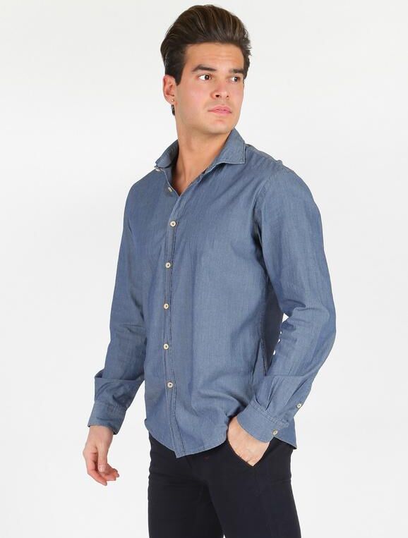 B-Style Camicia in cotone blu denim Camicie Classiche uomo Blu taglia XXL