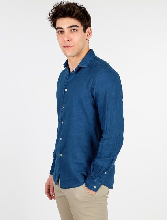 B-Style Camicia in cotone blu Camicie Classiche uomo Blu taglia L