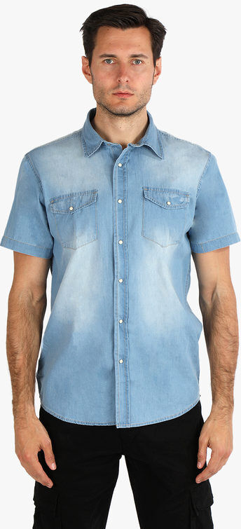 Guy Camicia in jeans da uomo a maniche corte Camicie uomo Jeans taglia 3XL