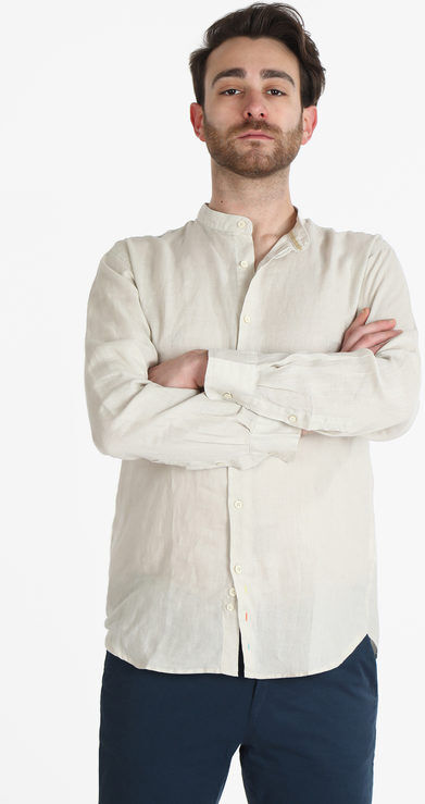 Guy Camicia in lino alla coreana da uomo Camicie uomo Grigio taglia XXL