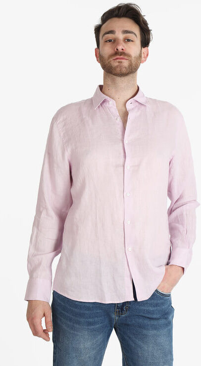 Coveri Camicia in lino da uomo a maniche lunghe Camicie uomo Rosa taglia XL