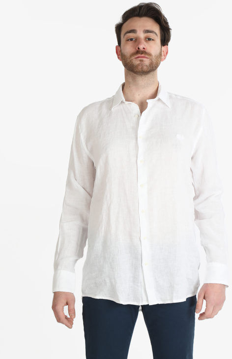 Coveri Camicia in lino da uomo a maniche lunghe Camicie uomo Bianco taglia M