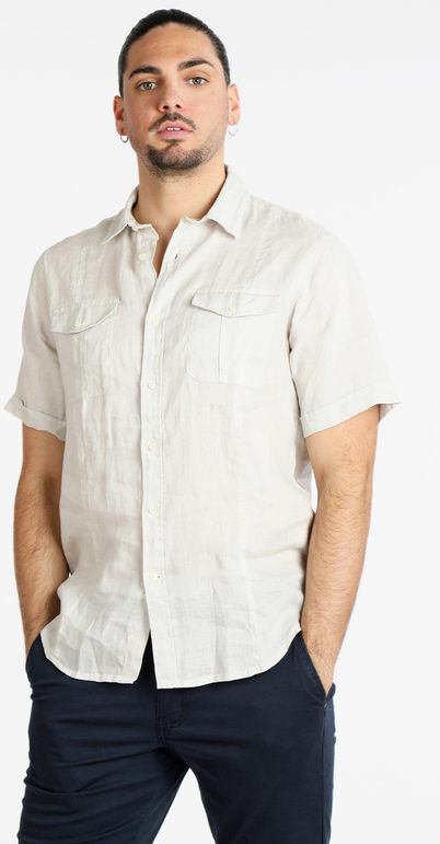 Guy Camicia in puro lino da uomo a maniche corte Camicie uomo Bianco taglia XL