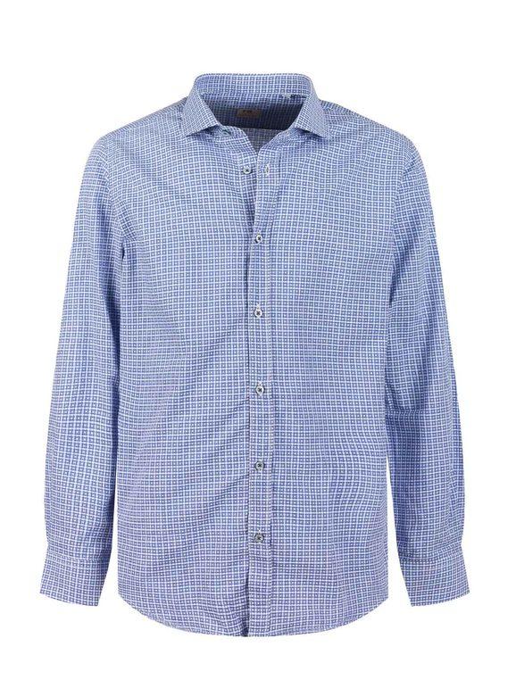 Fb Camicia slim fit da uomo a quadretti Camicie Classiche uomo Blu taglia XS