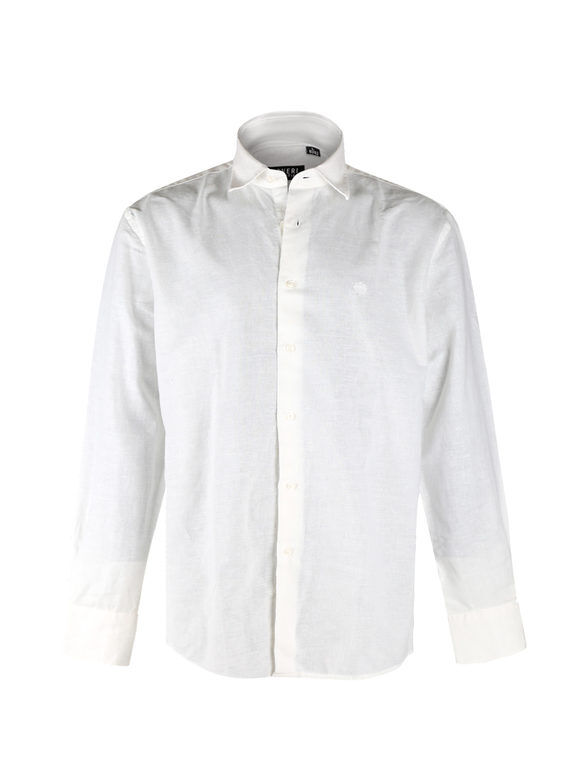 Coveri Camicia uomo misto lino regular fit Camicie Classiche uomo Bianco taglia L