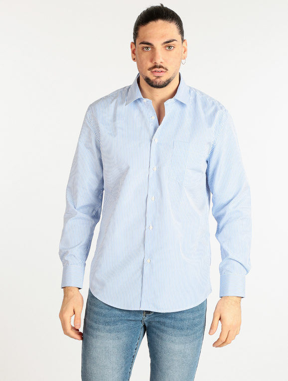 Sky Camicia uomo modello regular fit a righe Camicie uomo Blu taglia XXL