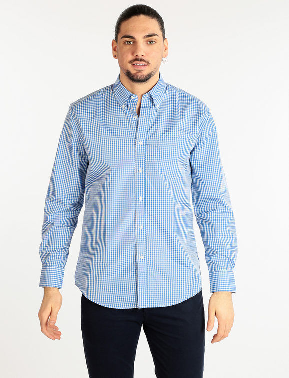 Sky Camicia uomo regular fit a quadretti Camicie uomo Blu taglia L