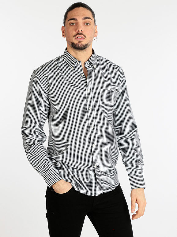 Sky Camicia uomo regular fit a quadretti Camicie uomo Nero taglia XXL