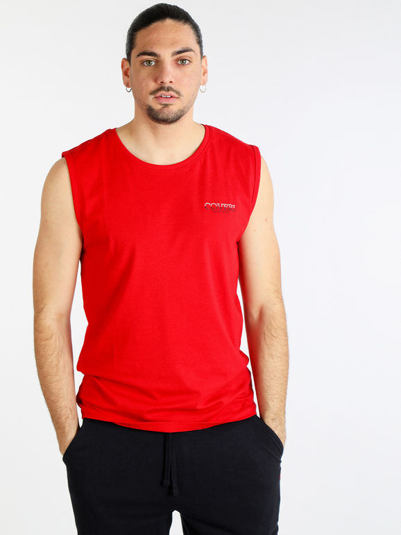 Coveri Canotta da uomo in cotone T-Shirt Manica Corta uomo Rosso taglia XL