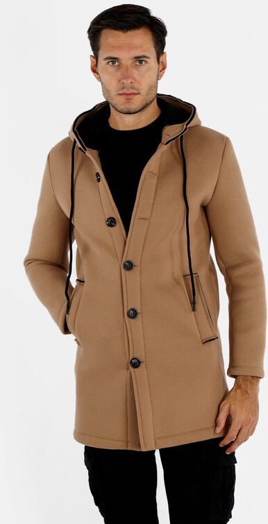 Ange Wear Cappotto uomo in panno con cappuccio Cappotto Classico uomo Beige taglia L