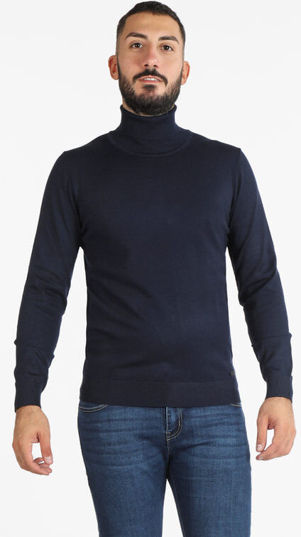 Baci & Abbracci Dolcevita in maglia da uomo Pullover uomo Blu taglia S