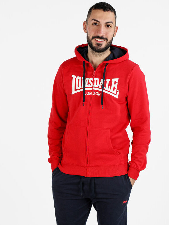 Lonsdale Felpa da uomo con cappuccio e zip Felpe uomo Rosso taglia XL