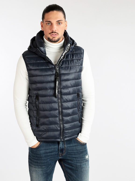 Guy Gilet da uomo imbottito con cappuccio Smanicato uomo Blu taglia XL