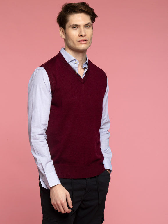 Occhi&Belli ; Gilet in maglia da uomo in misto cachemire Pullover uomo Rosso taglia L