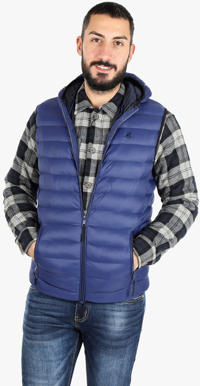 U.S. Grand Polo Gilet uomo imbottito con cappuccio Smanicato uomo Blu taglia 3XL