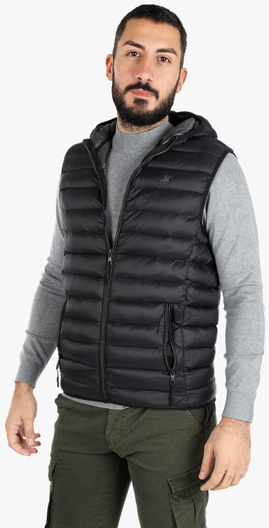 U.S. Grand Polo Gilet uomo imbottito con cappuccio Smanicato uomo Nero taglia XXL