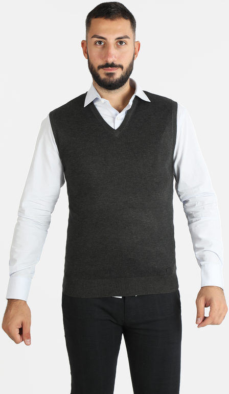 Baci & Abbracci Gilet uomo smanicato in maglia Cardigan uomo Grigio taglia XXL