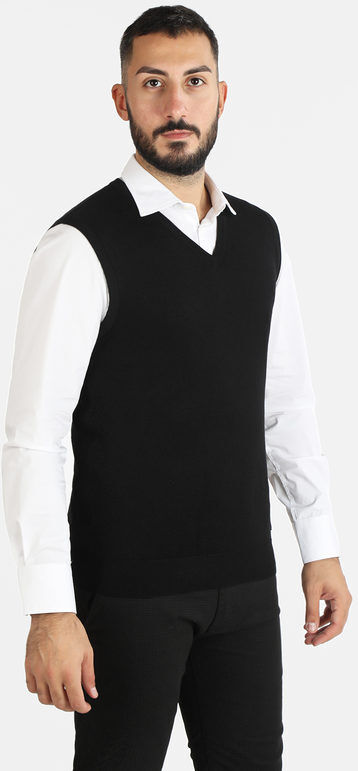 Baci & Abbracci Gilet uomo smanicato in maglia Cardigan uomo Nero taglia XXL