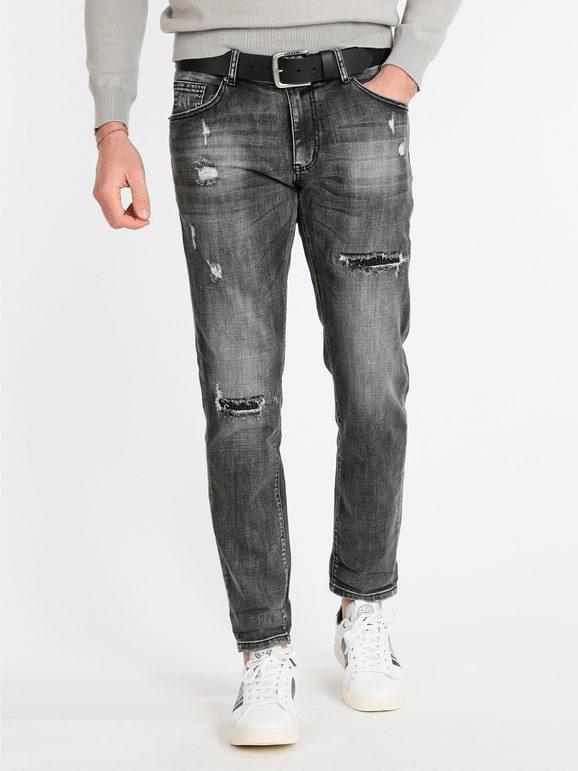 Frankie Malone Jeans uomo slim fit con strappi Jeans Slim fit uomo Nero taglia 50