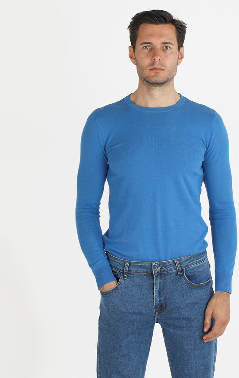 Johnny Looper Maglia girocollo da uomo in cotone Pullover uomo Blu taglia L