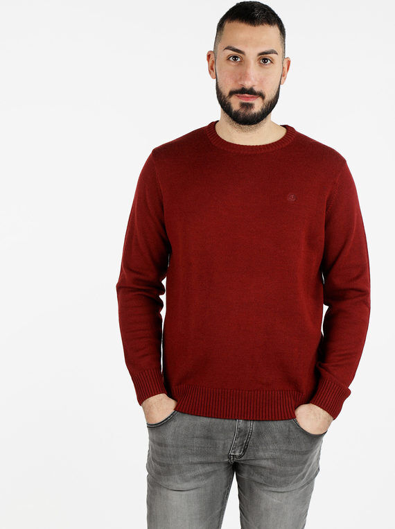 Navy Sail Maglione girocollo da uomo misto lana Maglioni uomo Rosso taglia M