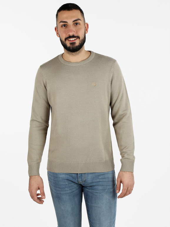 Navy Sail Maglione girocollo da uomo misto lana Maglioni uomo Beige taglia L