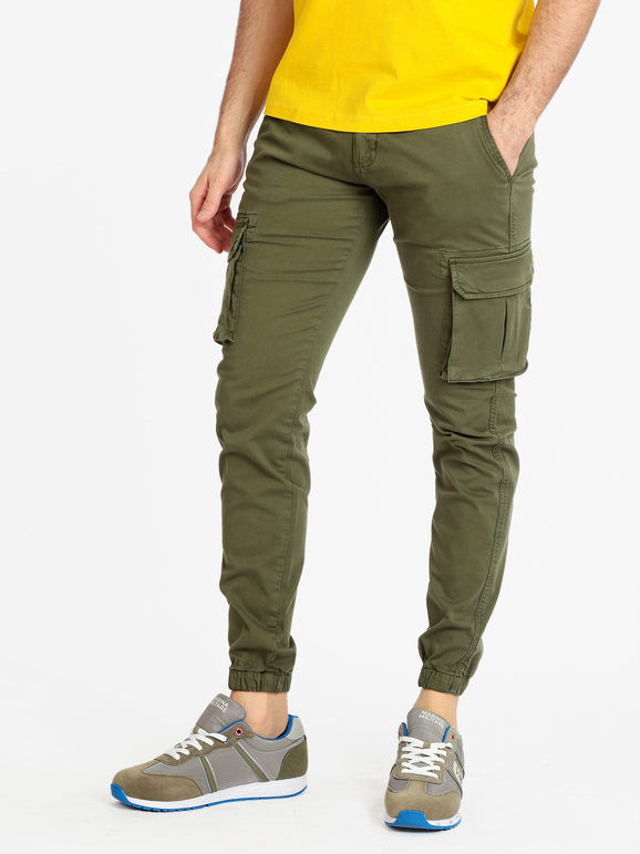 Johnny Looper Pantaloni cargo da uomo con polsino Pantaloni Casual uomo Verde taglia 52