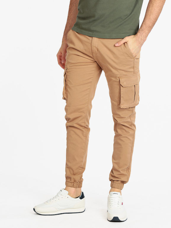 Johnny Looper Pantaloni cargo da uomo con polsino Pantaloni Casual uomo Beige taglia 50