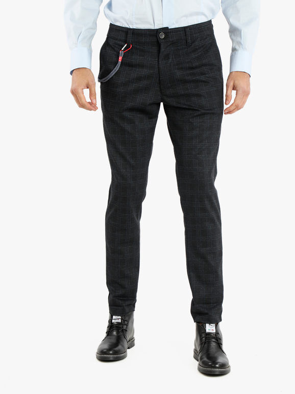 X-Cape Pantaloni casual da uomo con stampa a quadri Pantaloni Casual uomo Blu taglia 52