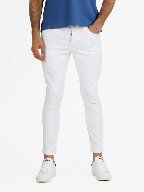 Adrexx Pantaloni da uomo con catena Pantaloni Casual uomo Bianco taglia 50