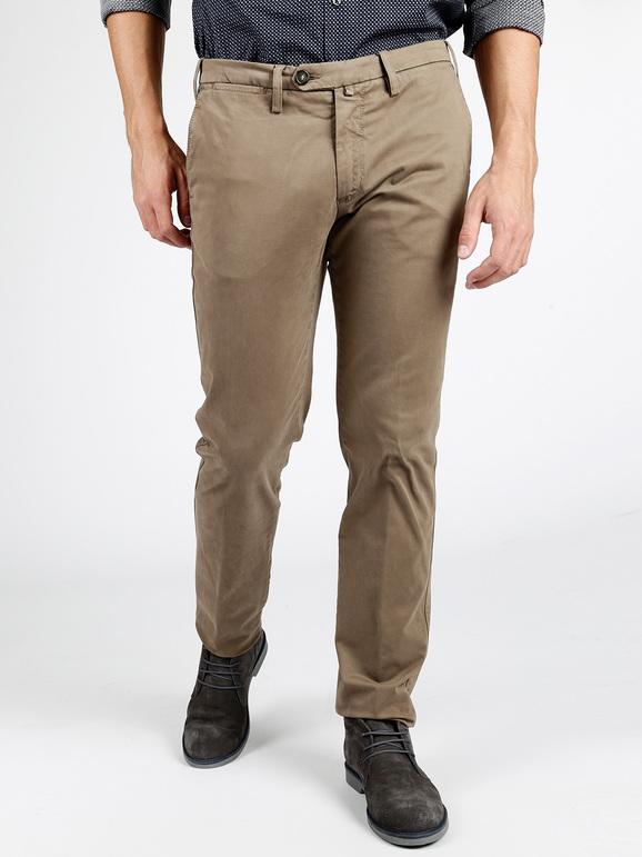 Chinos & Cotton Pantaloni in cotone regular fit fango Pantaloni Casual uomo Marrone taglia 50