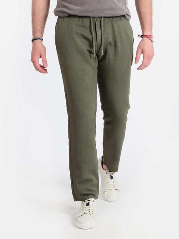 J.E. Mc Collum Pantaloni in lino da uomo Pantaloni Casual uomo Verde taglia XXL