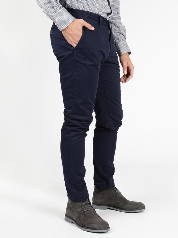 Chinos & Cotton Pantaloni slim fit in cotone blu Pantaloni Casual uomo Blu taglia 46