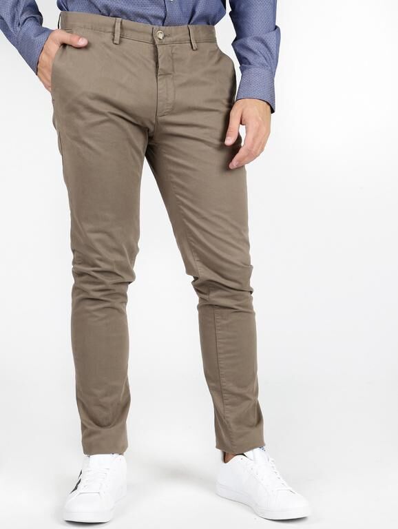 Chinos & Cotton Pantaloni slim fit in cotone fango Pantaloni Casual uomo Marrone taglia 56