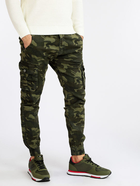 Caleb Pantaloni uomo cargo mimetici Pantaloni Casual uomo Verde taglia 50